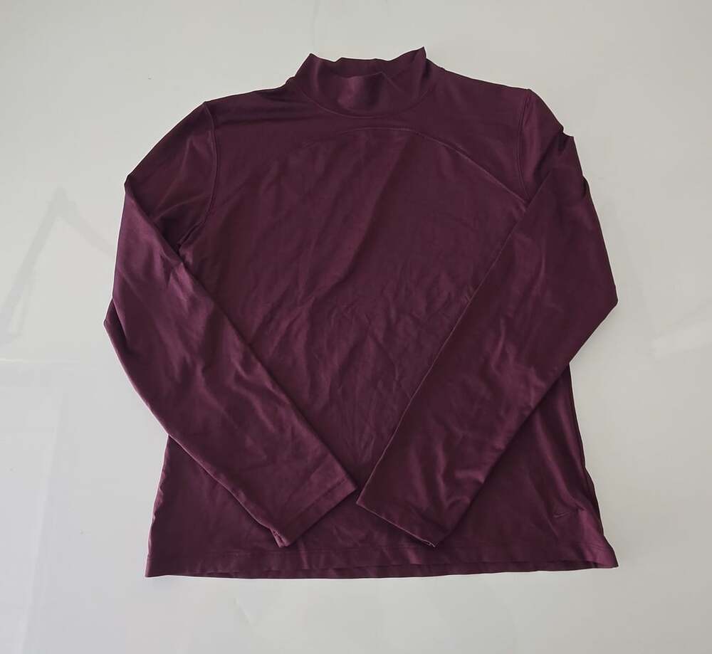 Nike Golf Dri-Fit Mock Neck Long Sleeve Shirt M(8-10) Burgundy